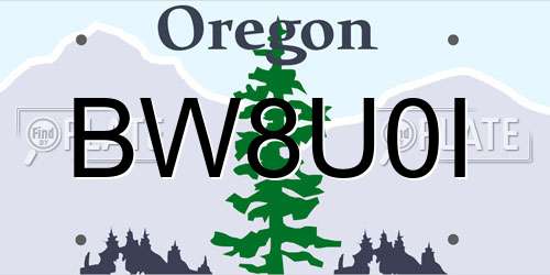 BW8U0I Oregon License Plate