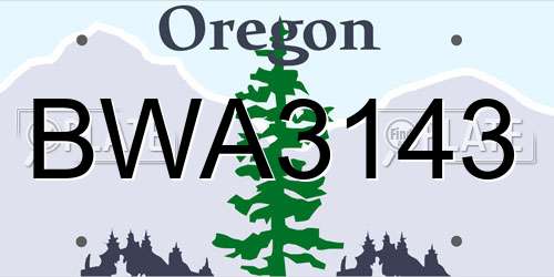 BWA3143 Oregon License Plate