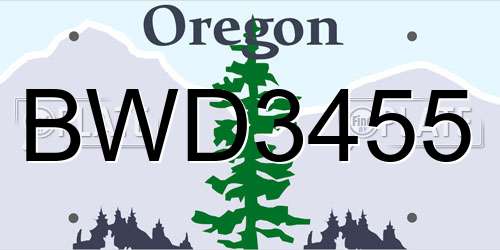 BWD3455 Oregon License Plate