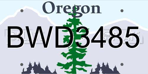 BWD3485 Oregon License Plate