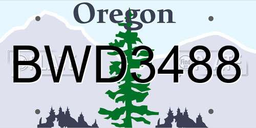 BWD3488 Oregon License Plate