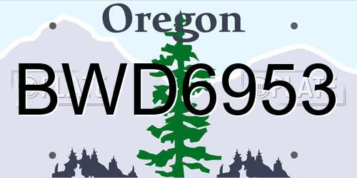BWD6953 Oregon License Plate