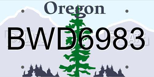 BWD6983 Oregon License Plate