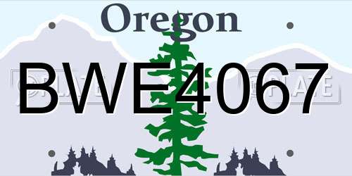 BWE4067 Oregon License Plate