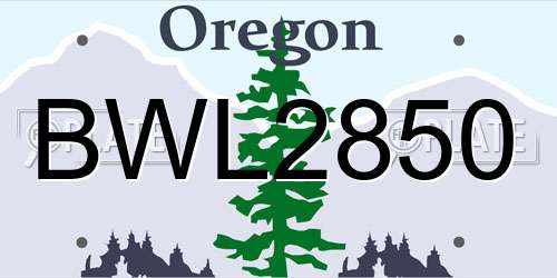 BWL2850 Oregon License Plate