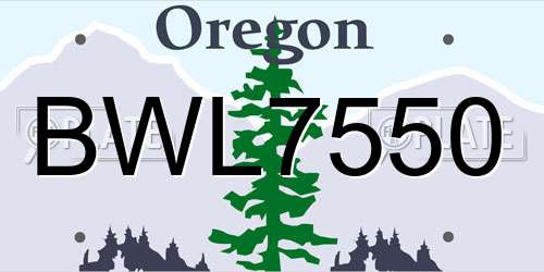 BWL7550 Oregon License Plate