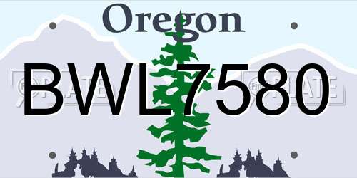 BWL7580 Oregon License Plate