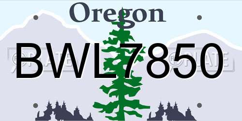 BWL7850 Oregon License Plate