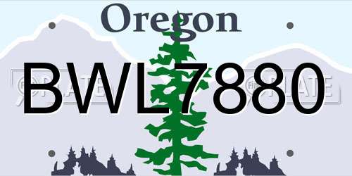 BWL7880 Oregon License Plate