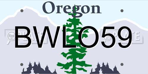 BWLO59 Oregon License Plate