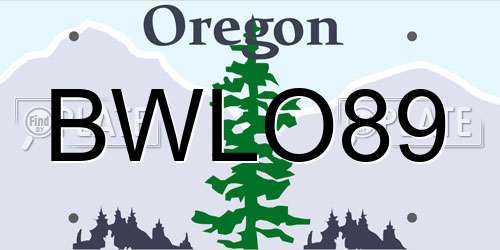 BWLO89 Oregon License Plate
