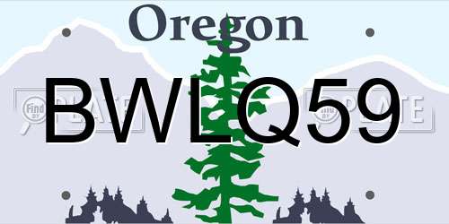 BWLQ59 Oregon License Plate