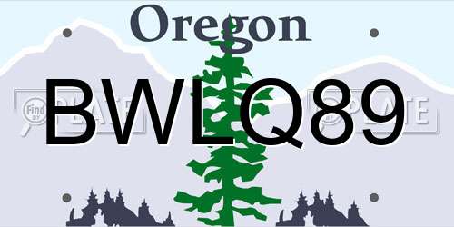 BWLQ89 Oregon License Plate