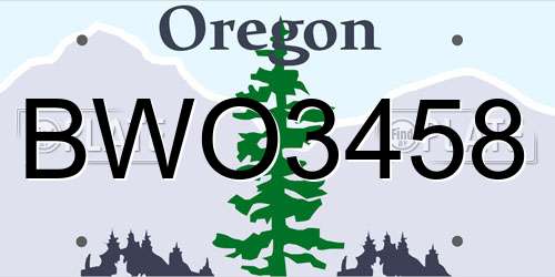 BWO3458 Oregon License Plate