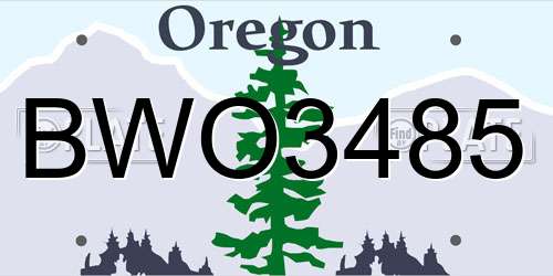 BWO3485 Oregon License Plate