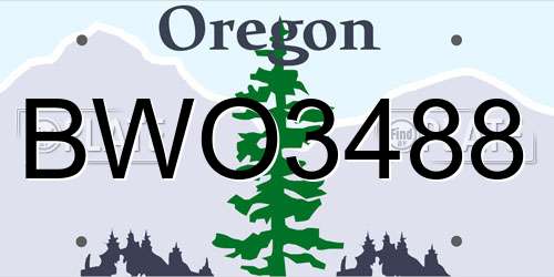 BWO3488 Oregon License Plate