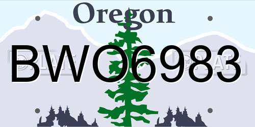 BWO6983 Oregon License Plate