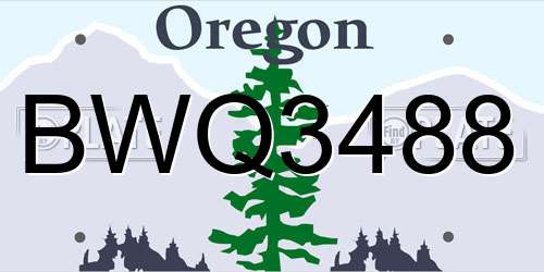 BWQ3488 Oregon License Plate