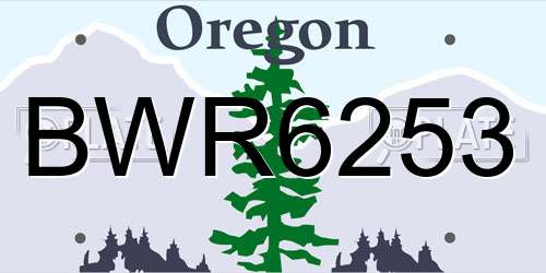 BWR6253 Oregon License Plate
