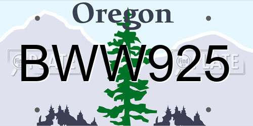 BWW925 Oregon License Plate