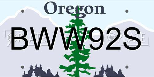 BWW92S Oregon License Plate