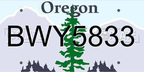 BWY5833 Oregon License Plate