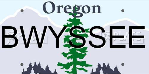 BWYSSEE Oregon License Plate