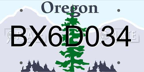 BX6D034 Oregon License Plate