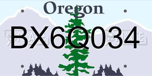 BX6Q034 Oregon License Plate