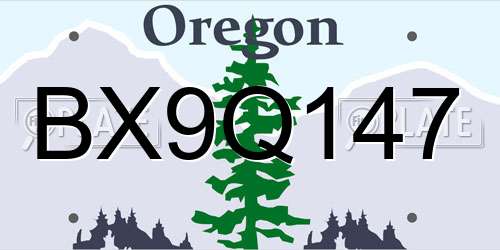 BX9Q147 Oregon License Plate