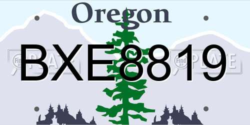BXE8819 Oregon License Plate