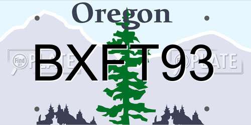 BXFT93 Oregon License Plate
