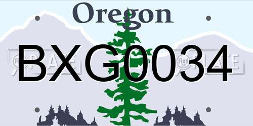 BXG0034 Oregon License Plate