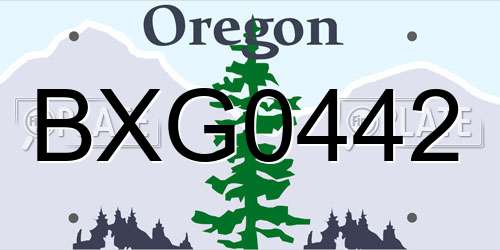 BXG0442 Oregon License Plate