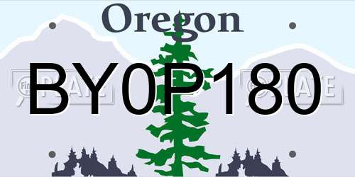 BY0P180 Oregon License Plate
