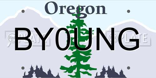 BY0UNG Oregon License Plate