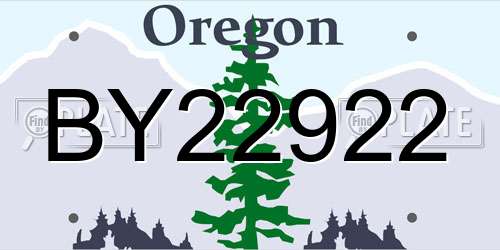 BY22922 Oregon License Plate