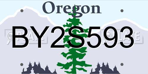 BY2S593 Oregon License Plate