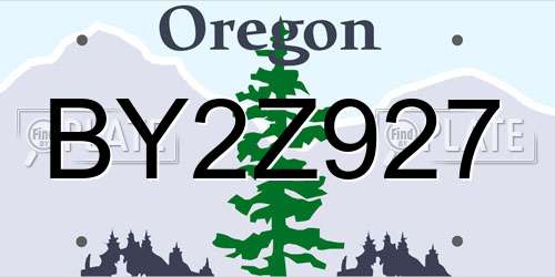 BY2Z927 Oregon License Plate