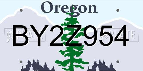 BY2Z954 Oregon License Plate