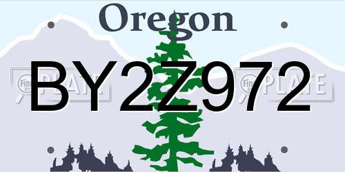 BY2Z972 Oregon License Plate