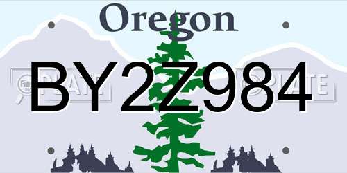 BY2Z984 Oregon License Plate