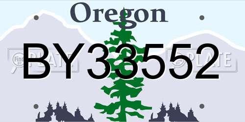 BY33552 Oregon License Plate