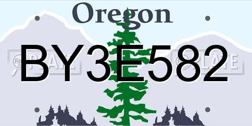 BY3E582 Oregon License Plate