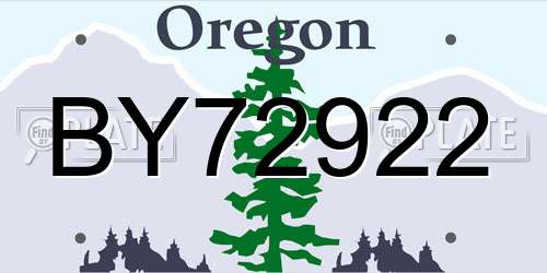 BY72922 Oregon License Plate
