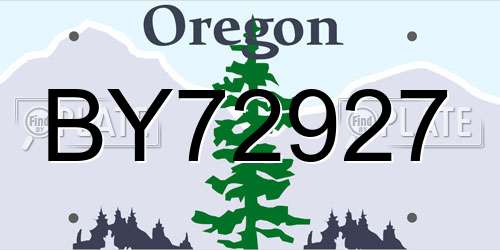 BY72927 Oregon License Plate