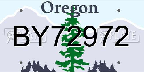 BY72972 Oregon License Plate