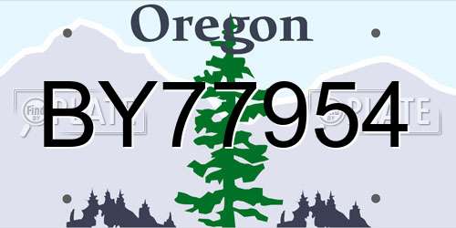 BY77954 Oregon License Plate