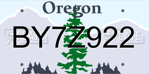 BY7Z922 Oregon License Plate