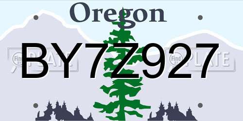 BY7Z927 Oregon License Plate